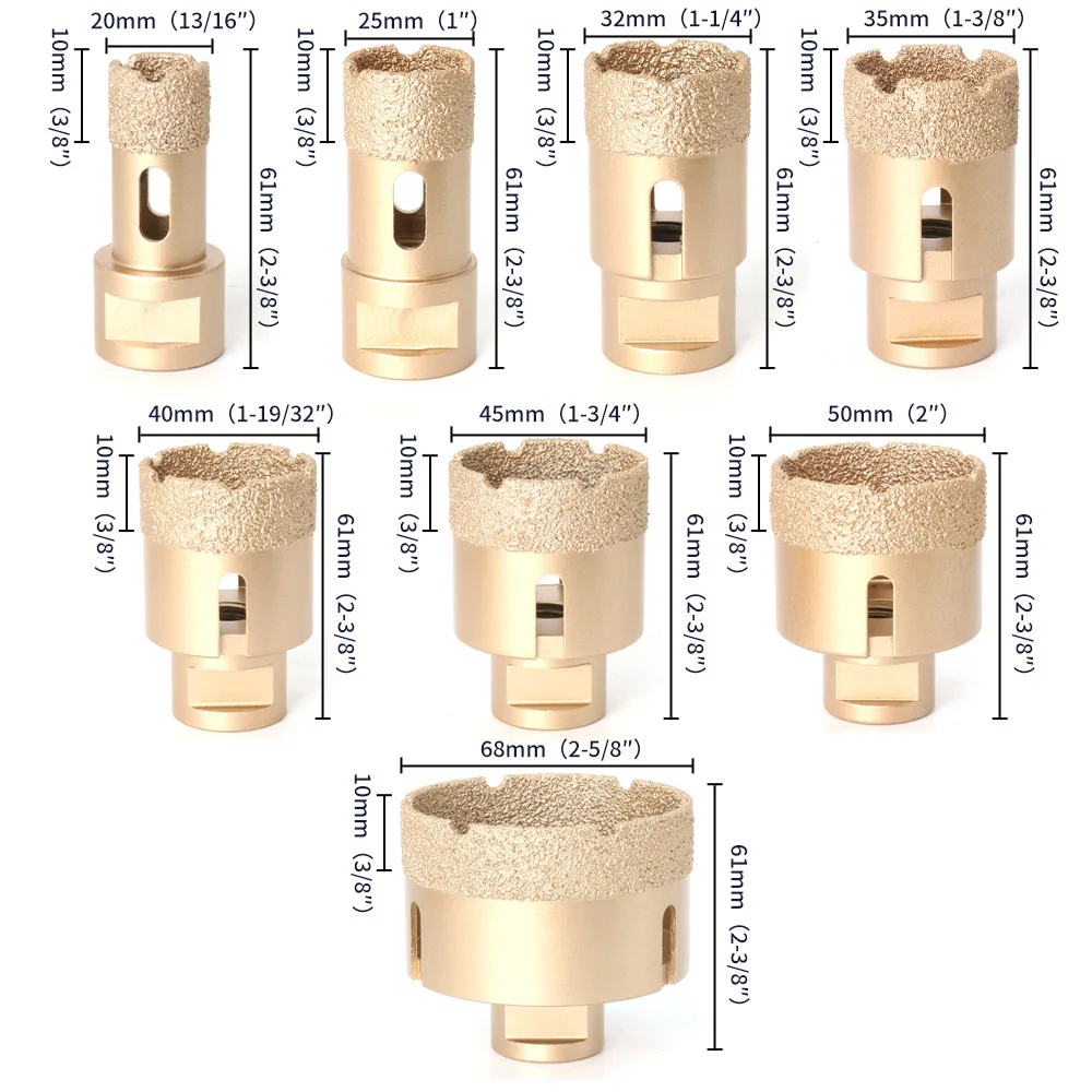 M14 Draad Diamant Droog Vacuümgesoldeerde Boren Kernboren Set Porselein Cup Zaag Tegels Graniet Marmer Gatenzaag Gereedschap 5/6/8 STUKS