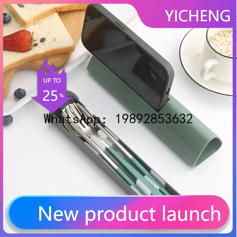 

Zz304 stainless steel portable cutlery set - spoon, fork, chopsticks - student & office worker portable cutlery with pull-out