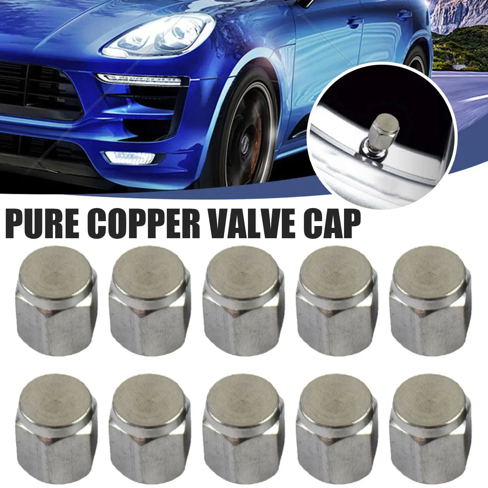 1 Pcs Tire Valve Caps Silver Metal Rubber Seal Tire Proof Dust Valve Covers Stem Quality Caps Lightweight N6I1