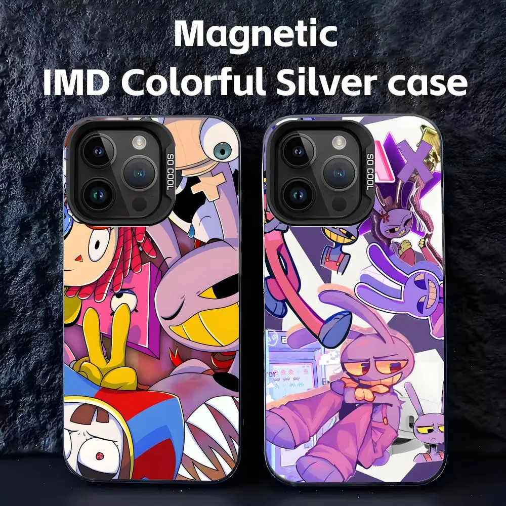 Чехол для телефона с цирконием аниме D-цифровой цирковой, черный магнитный, цветной, серебристый, подходит для iPhone 16, 14, 13, 12, 11 Pro Max Чехол для телефона с цирконием аниме D-цифровой цирковой, черный магнитный, цветной, серебристый, подходит для iPhone 16, 14, 13, 12, 11 Pro Max