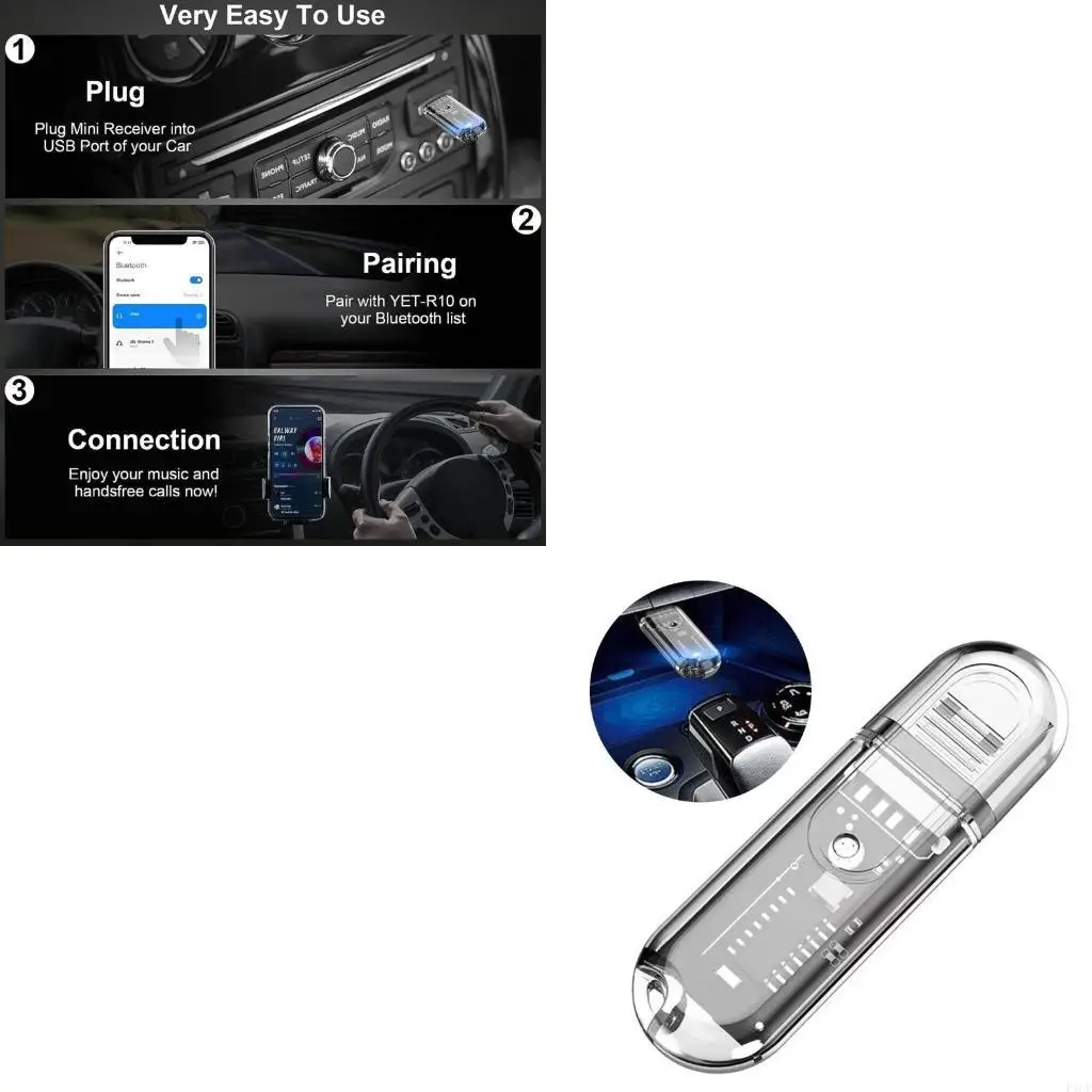 F1CF High Speed Low Latency No Lag AudiosAdapter Car USB Bluetooth5.3 Music Reception