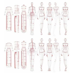 أزياء التوضيح الحكام رسم نماذج المسطرة الخياطة أنماط الإنسان تصميم قياس الملابس أعلى 8 مبيعات مسطرة نمذجة الخياطة - No7