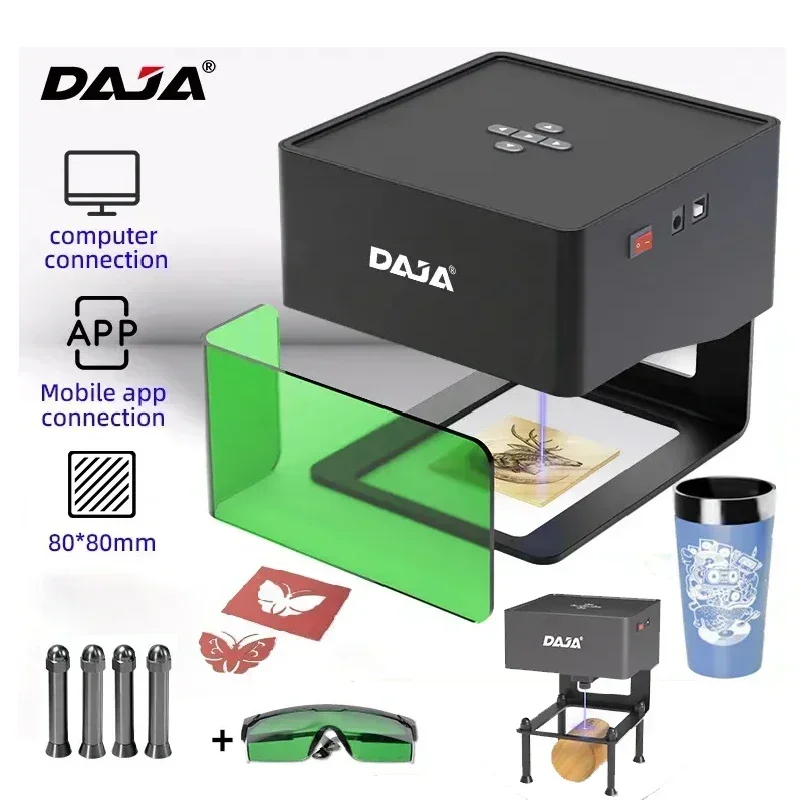 

DAJA DJ6 3W Woodworking Wood Plastic Paper Mini Laser Engraving Machine for DIY Logo Text Pattern Household Bluetooth Machine