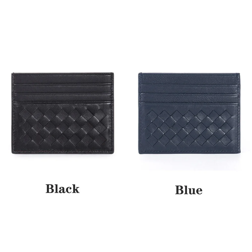 Genuine Leather Woven Card Holder High-grade Business Card for Men and Women ID Credit Cards Cover Anti-theft Brush (RFID)