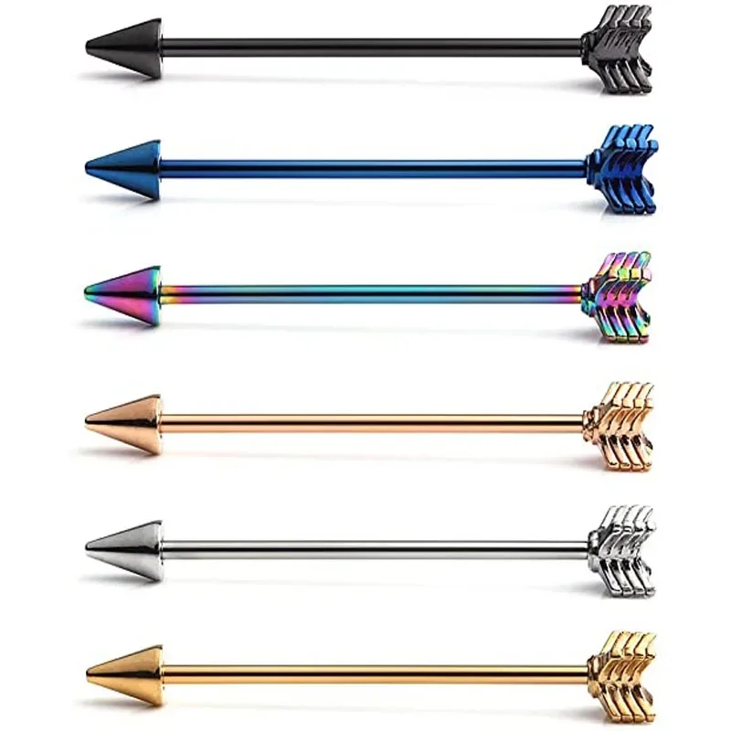 1Pcs Surgical Steel Arrow Design Spike Cartilage Earrings Multi-Use Arrow Industrial Barbell Piercing For Women Man Body Jewelry