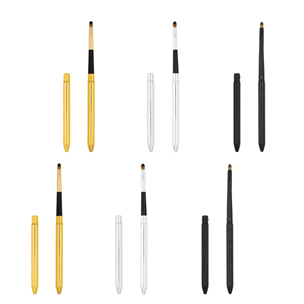 Pincel de labios retráctil para mujer, herramienta de maquillaje de lana biónica, mango suave, aplicador de lápiz labial portátil, 6 uds.