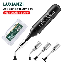 LUXIANZI Vacuum Sucking Pen with 4 Suction Headers For Solder Desoldering IC SMD Tweezer Pick Up Tool Remover Sucker Pump