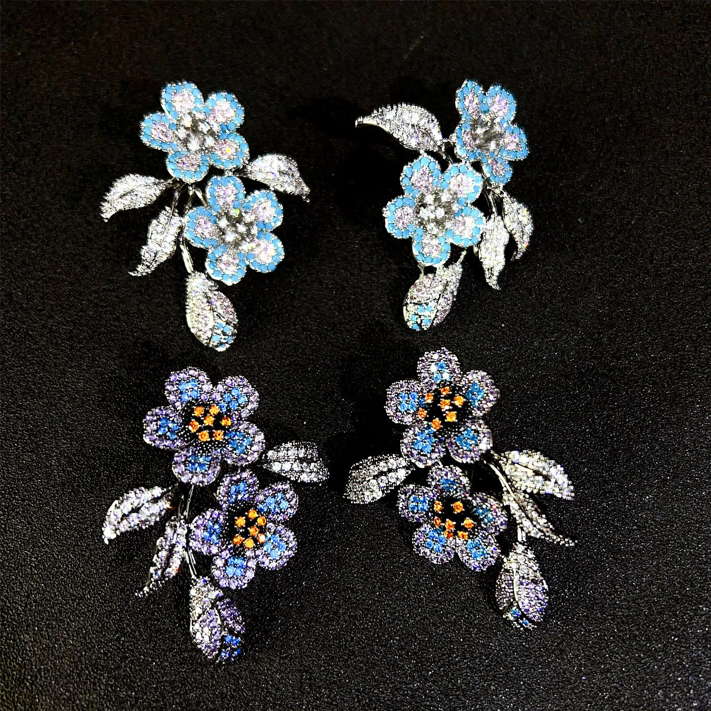

New Luxury Zircon Inlaid Flower Pendant Earrings S925 Silver Neddle High-End Party Banquet Wedding Girls Jewelry Accessory Gifts