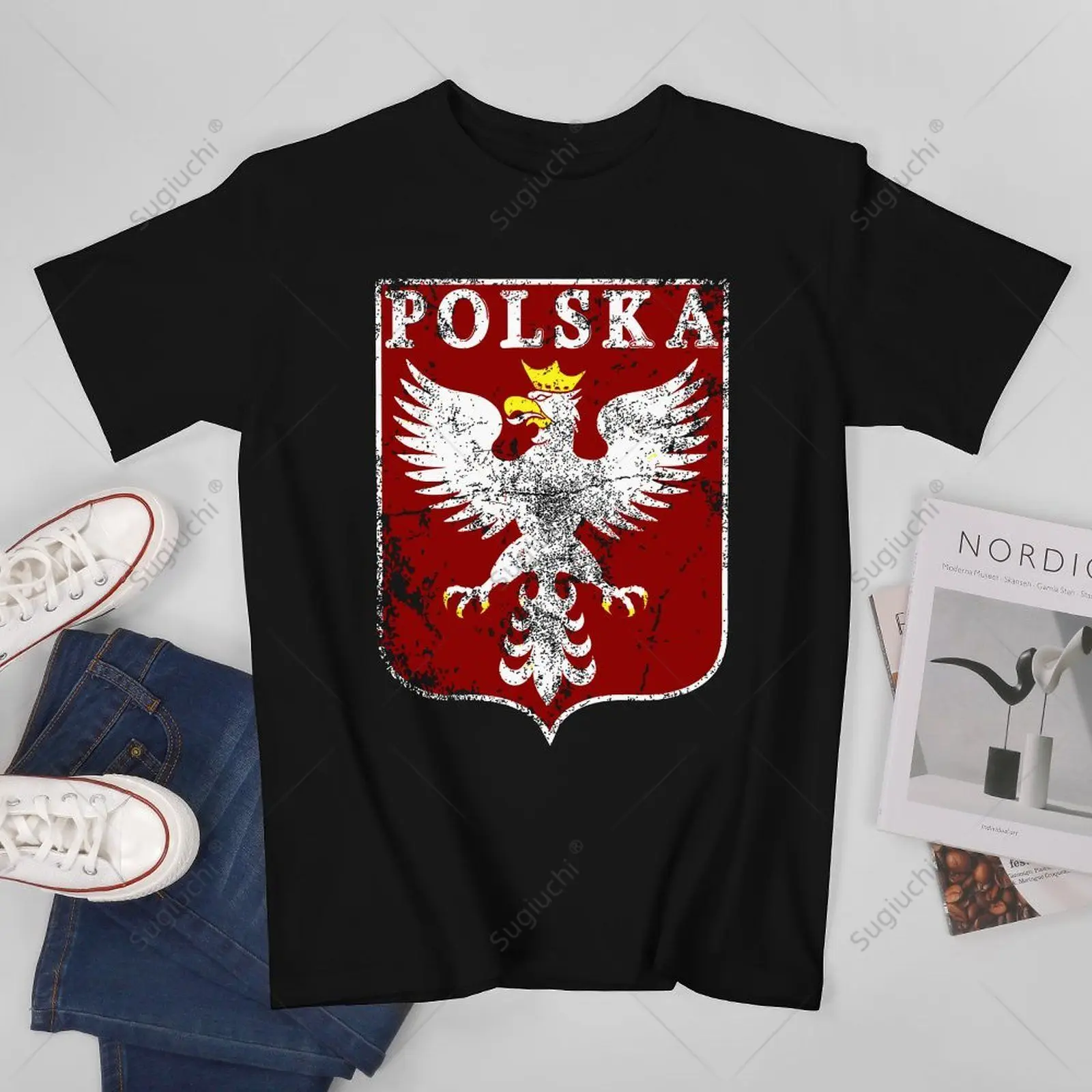 Unisex Men Polish Eagle Polish Crest Vintage Poland Polska Eagle Tshirt Tees T Shirts Women Boys 100% Cotton T-Shirt