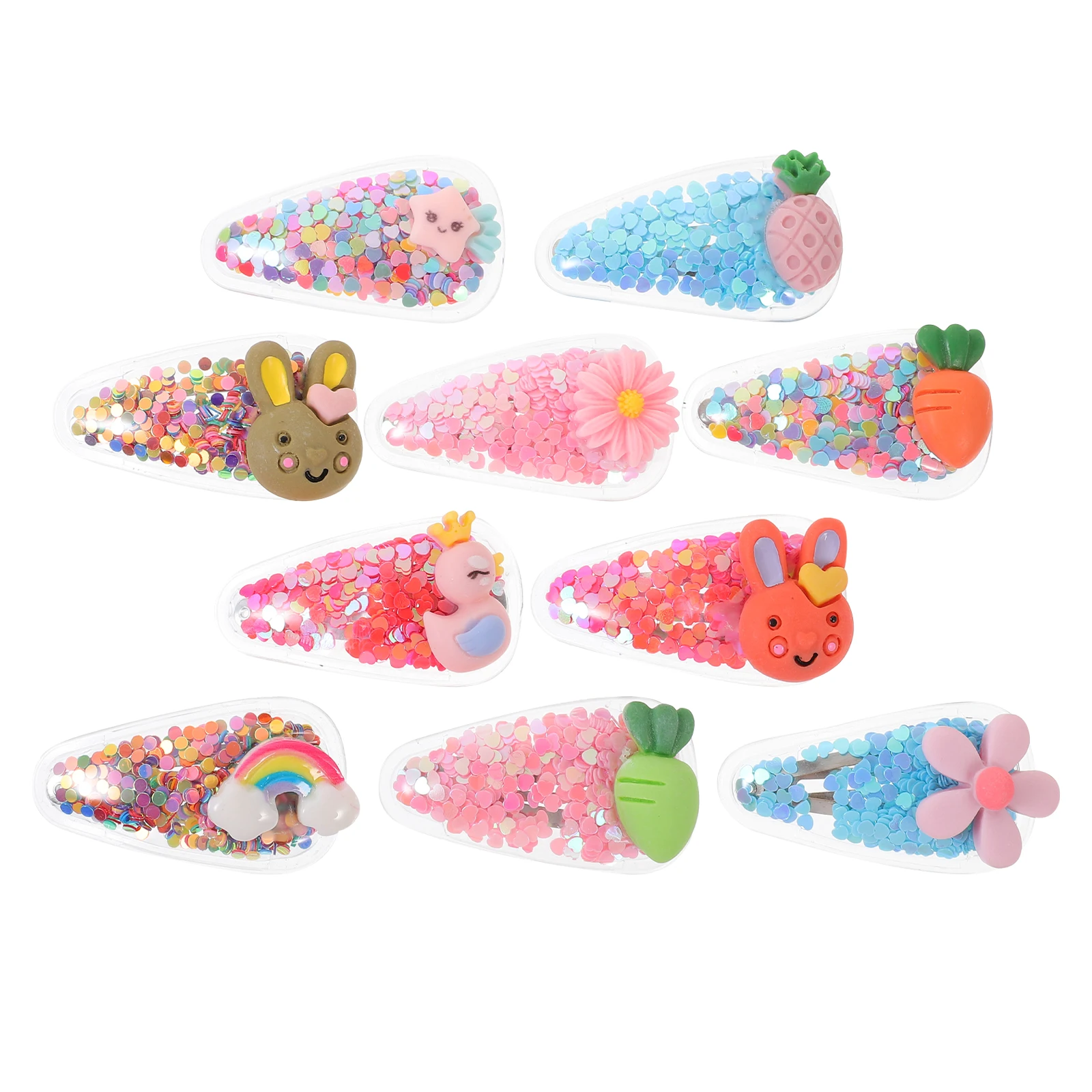 

10Pcs Cartoon Children Hair Clips Rabbit Design Girls Ages 4 8 Comfortable PVC Accessories Glitter Barrettes Dance Style Hair