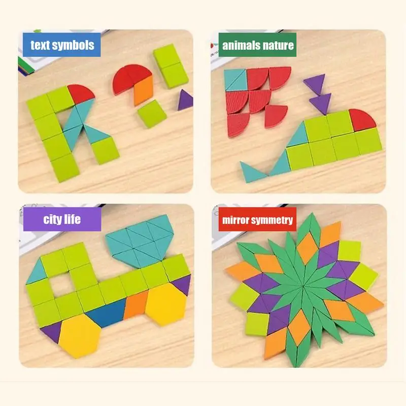 Blocco modello in legno giocattoli educativi stelo Montessori divertente creativo colorato durevole spesso Puzzle Tangram da viaggio in legno