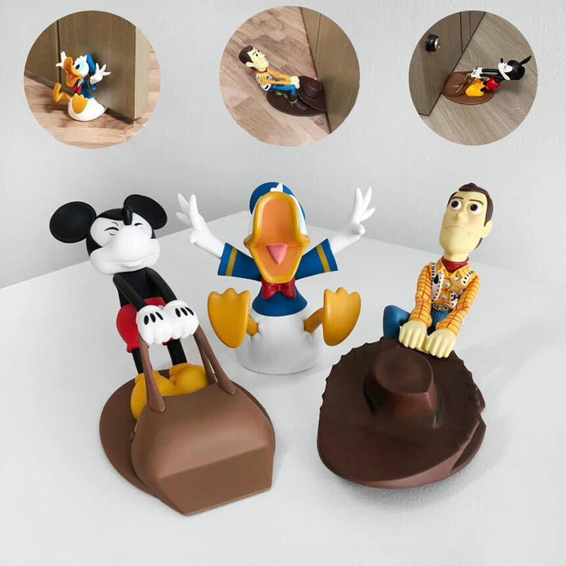 Butée de porte Mickey mignonne, dessin animé Donald Duck Woody, coupe-vent, Anti-Collision, décoration de maison et de bureau, cadeau d'anniversaire créatif