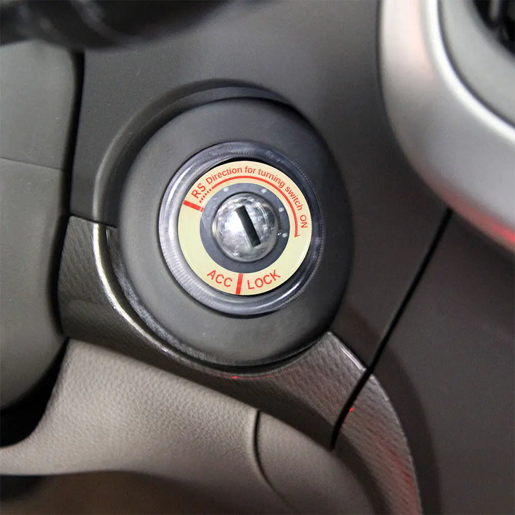 2Pcs Ignition Switch Key Hole Covers Decorative Trim Ring Glow in Dark Night Use Car Motorcycle Ignition Key Covers