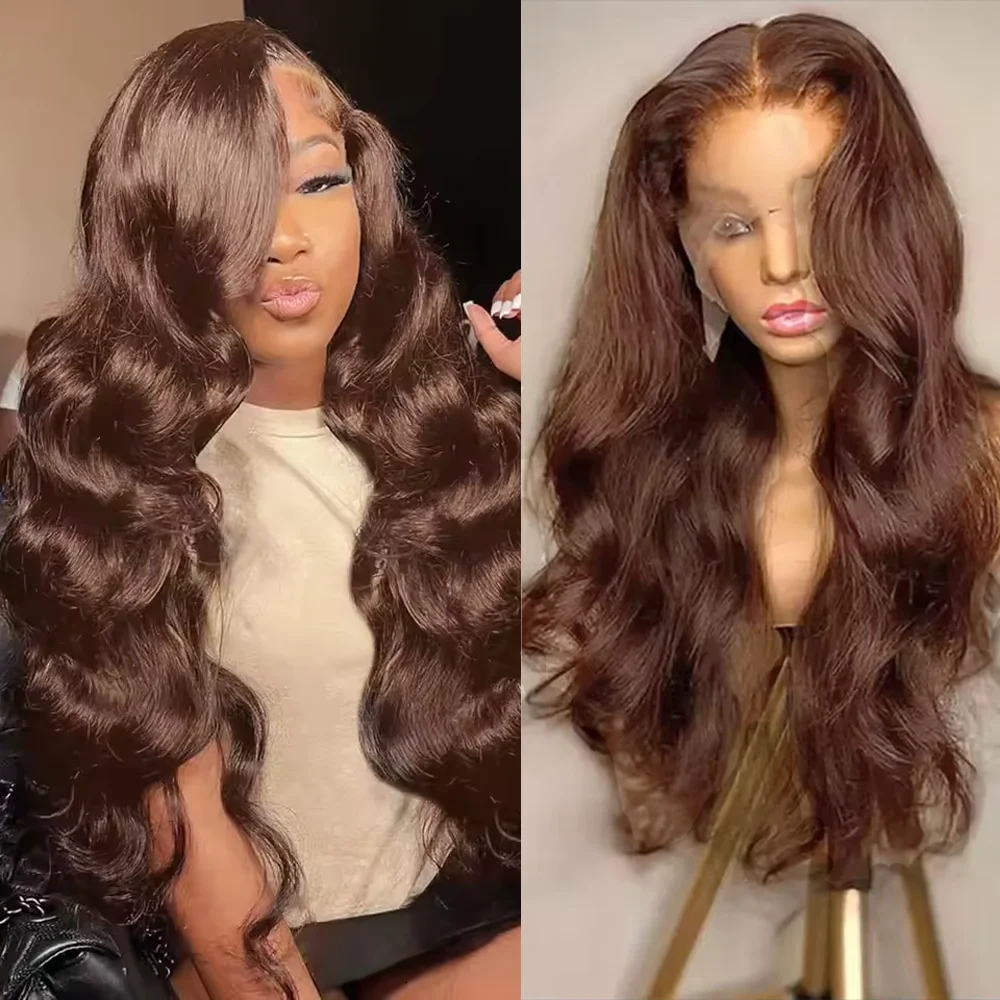

Chocolate Brown 13x6 HD Lace Front Human Hair Wigs For Women Brazilian Body Wave 13x4 hd Full Lace Frontal Wigs Remy Human Hair