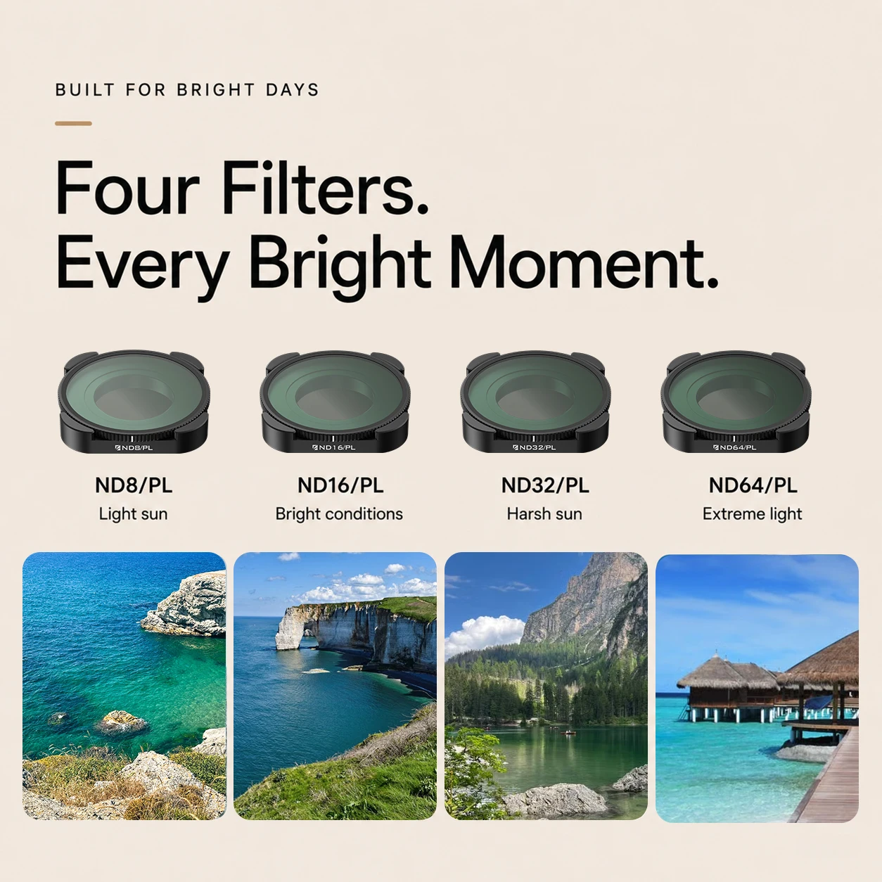Freewell 4er-Filter-Set, ND, ND/PL, ND1000, CPL, LPR und Glow Mist 1/4 Filter für GoPro Mission 1 Pro / Mission 1 Kamera – Detail 3