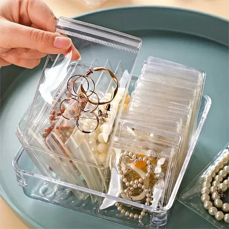 10-100pcs Thicken PVC Jewelry Package Bags Transparent Anti-Oxidation Organizer Display Packaging Storage Self Sealing Pouches