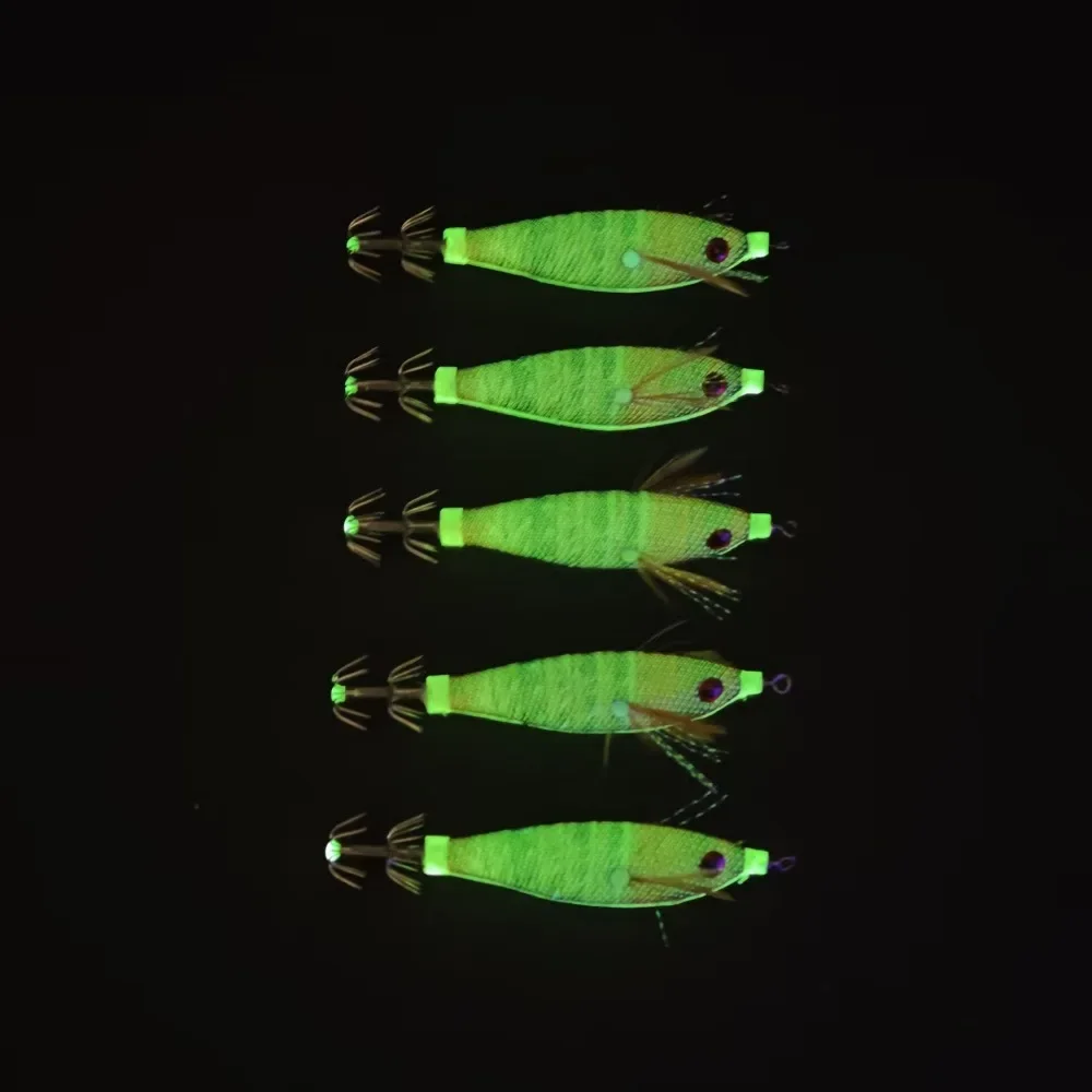 7-teiliges UV-Horizontal-Squid-Jig-Egi-Set 8cm Leuchtend im Dunkeln Seeschnapper-Oktopus Leuchtende Köder Salzwasser-Angelköder Egi-Ausrüstung – Detail 4