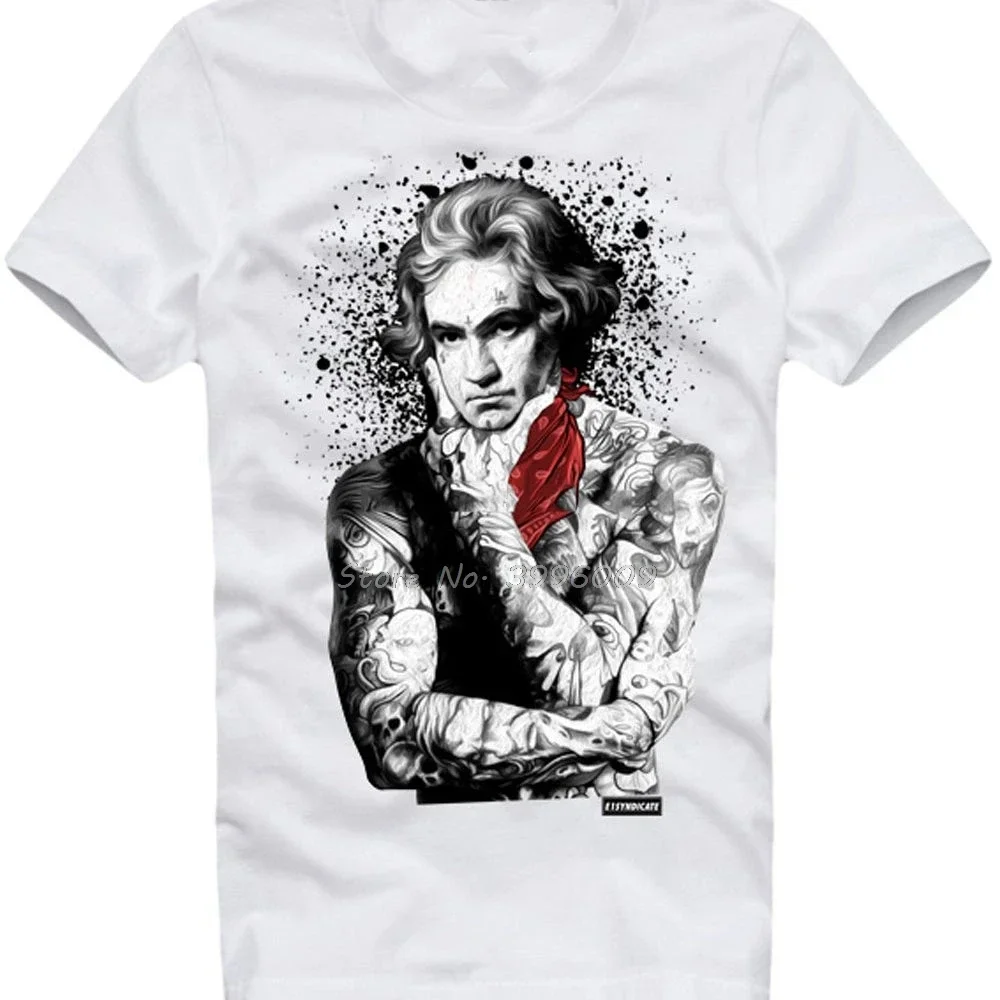 Beethoven Tattoo Middle Finger Mozart Bach Ink Inked Twitch Steam Bio T Shirt Men Cotton T Shirt Hip Hop Tees Tops heavyweight