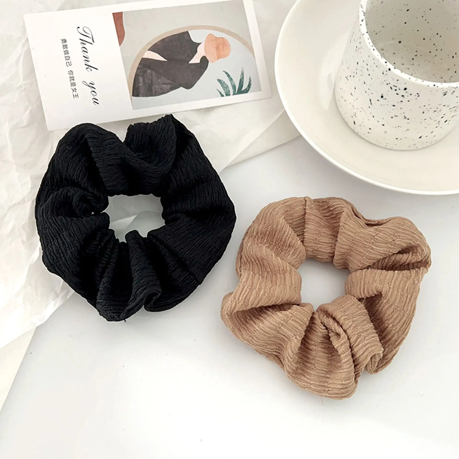 

pleated bubble yarn large intestine hair ring simple head rope tie ponytail hair ring temperament hair accessories