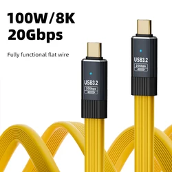 USB3.2 Data Cable 20Gbps USB C to Type C Short Cable ThunderBolt 3 PD 100W 5A USB-C Cord for iPhone 15 Pro Max SSD Power Bank