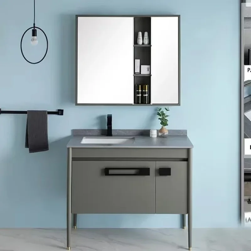 

Hot sales 2023 Modern design hanging waterproof mirror wash basin vanity wood bathroom cabinet