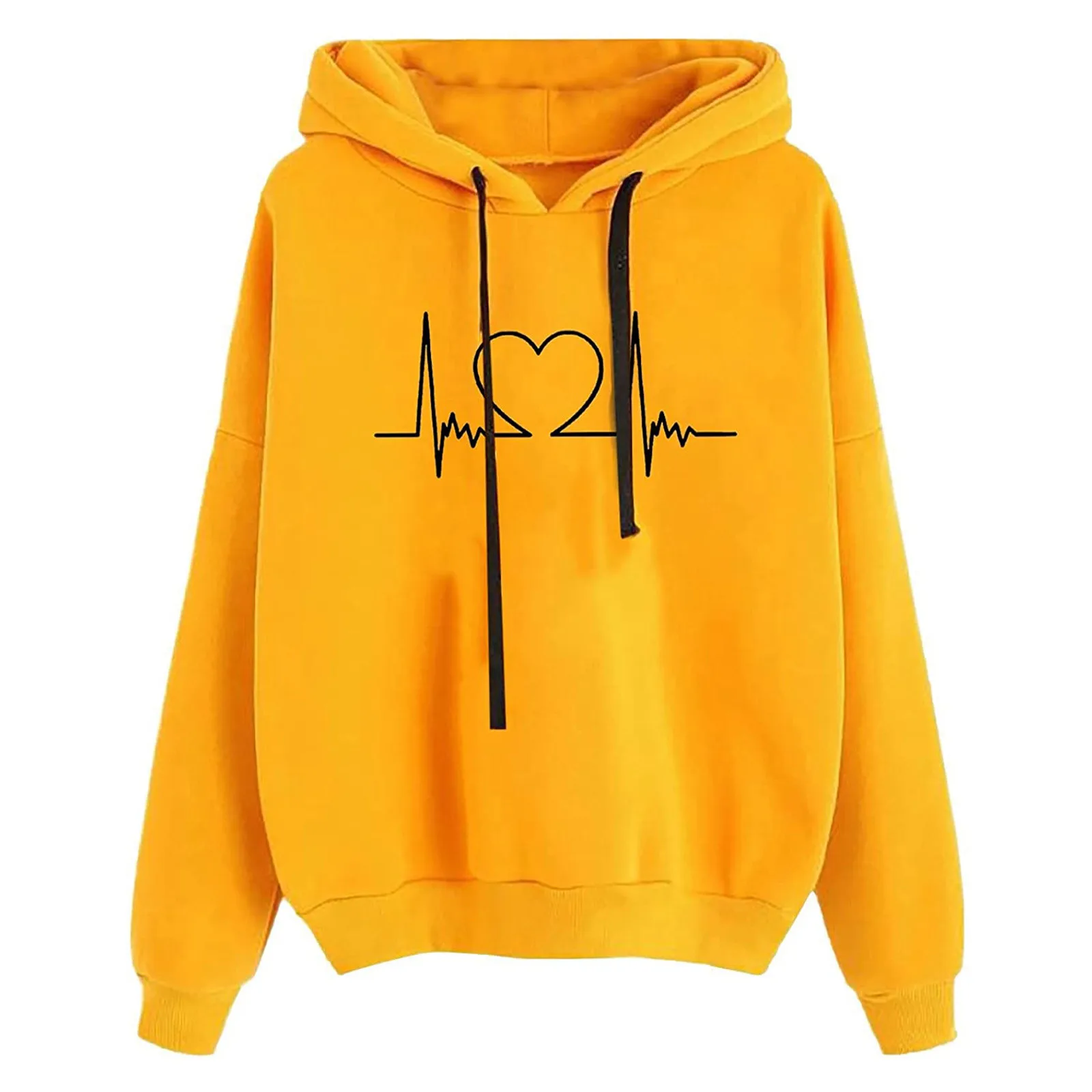 

Trend Simple Drawstring Sweatshirt Pullover For Women Prints Hoody Loose Soft Sweatshirt Crewneck Female Clothes