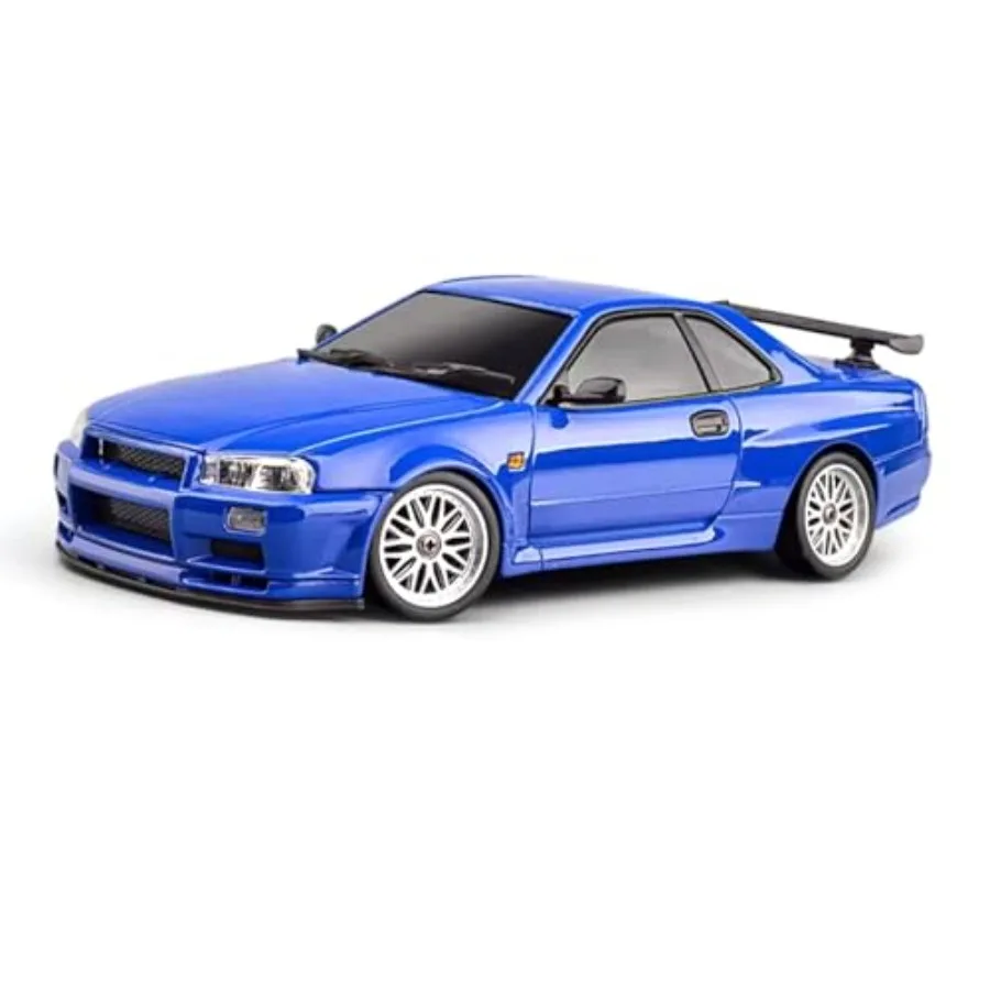 LD1899 1/18 GTR R34 RC Drift Car RWD with Gyro RTR Alloy Body, Black, Gyroscope Stability JDM Styling for Smooth Drifting