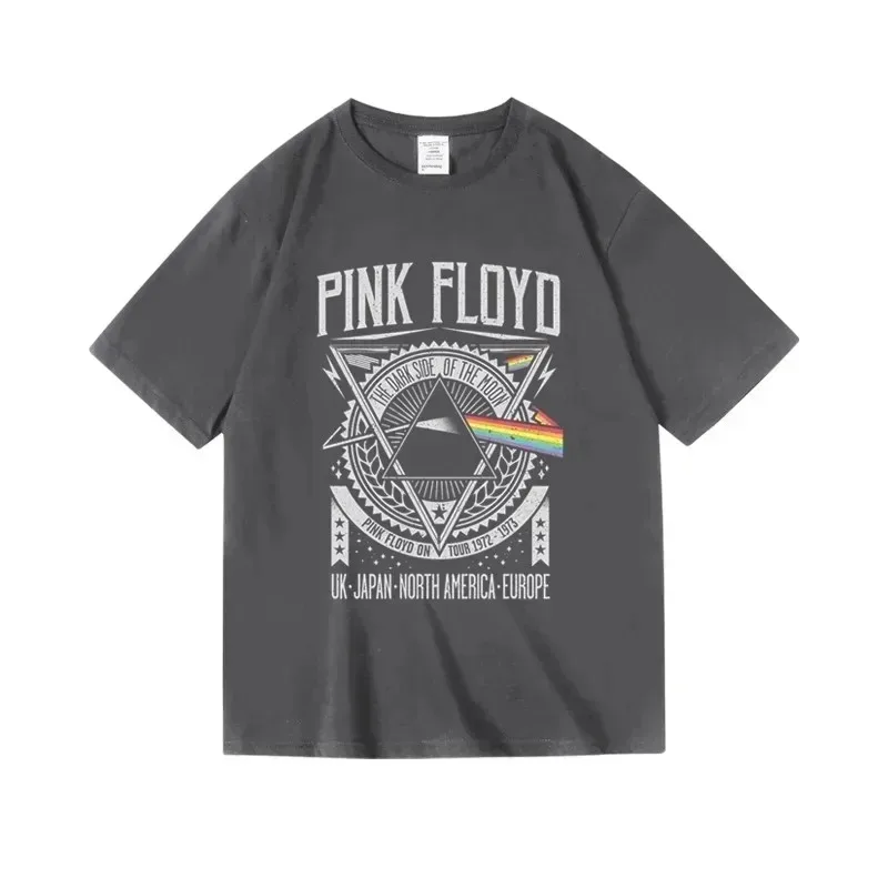 Pink Floyd The Dark Side of the Moon Albumcover Vintage T-Shirt, Unisex 100% Baumwolle Hip-Hop-Stil Damen T-Shirts – Detail 11