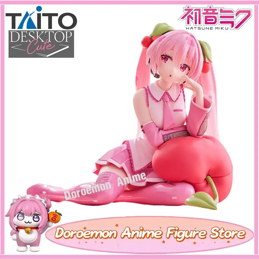 

In Stock Original Taito Desktop Cute Hatsune Miku Sakura Cherry Cushion Ver. Collectible Kawaii Miku Prize Figures Model Toys