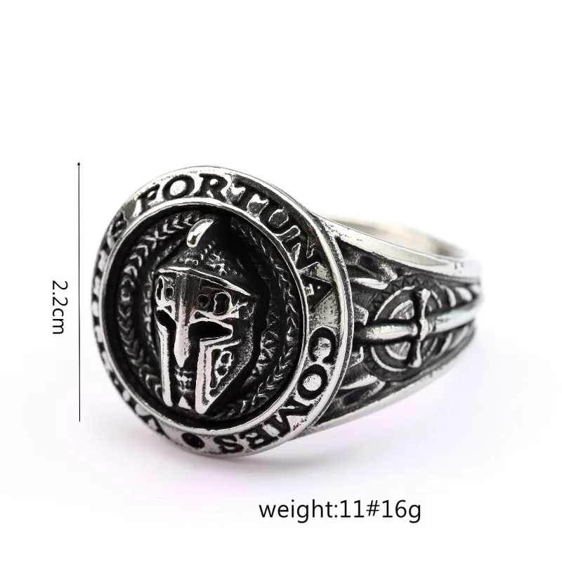 Men Retro Stainless Steel Spartan Mask Ring Vintage European‑American Style Bold Statement Male Finger Ornament Jewelry
