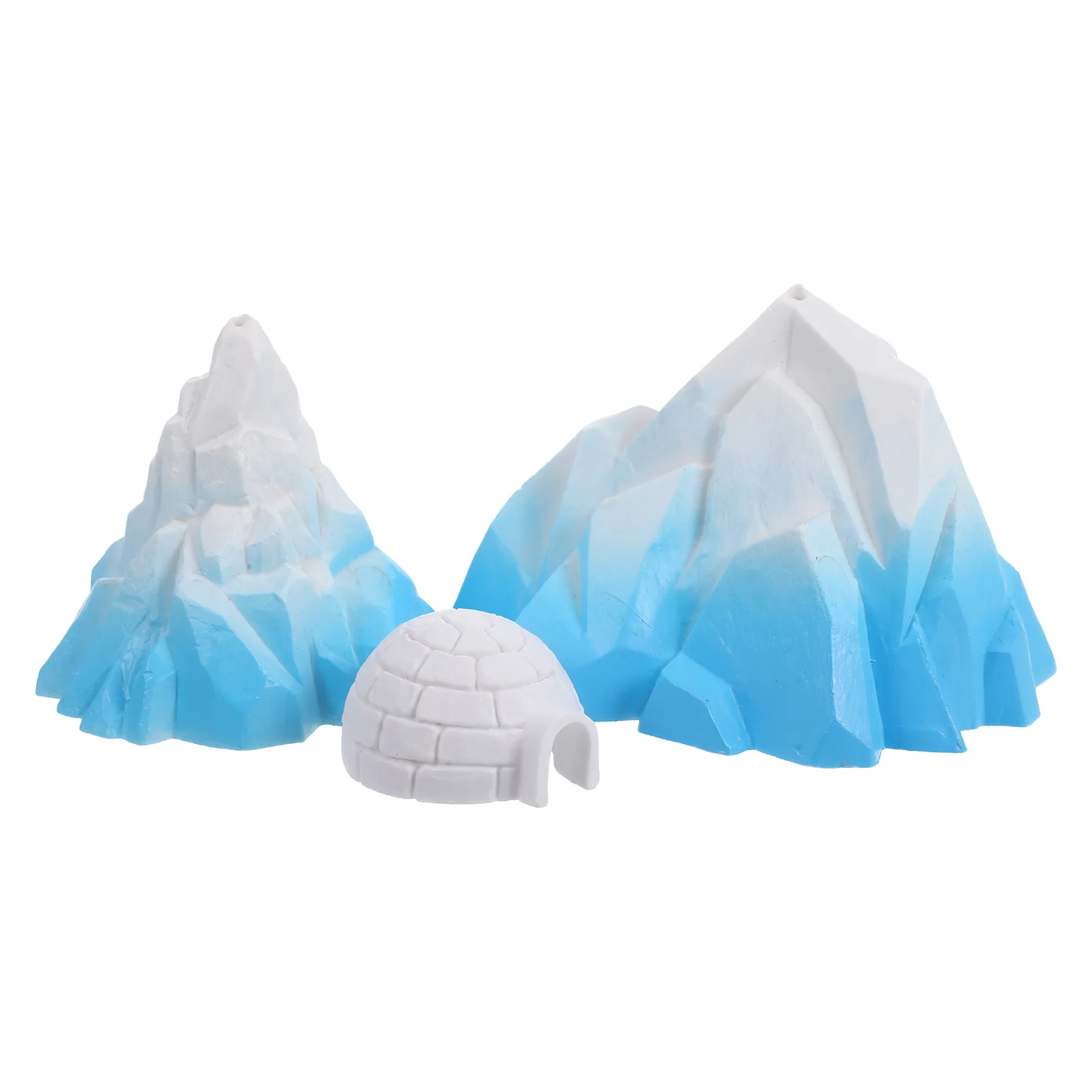 3 Pcs Mini Model Miniature Decor Toy Scene Figurines Pvc Micro Snow Mountain