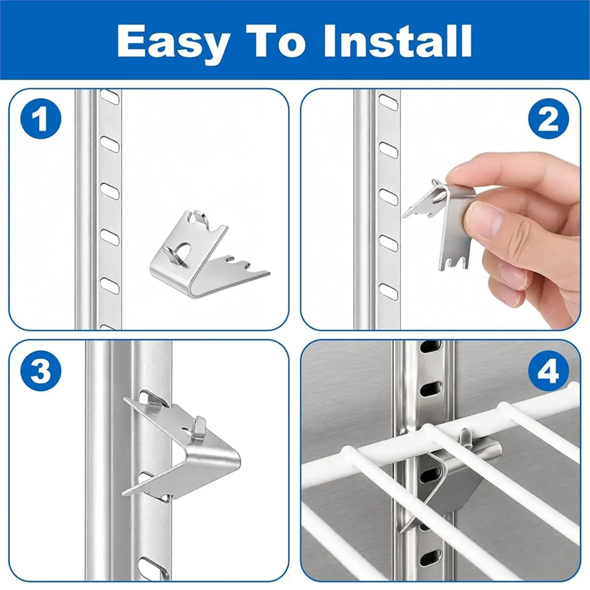 32 Pack Refrigerator Shelf Clips,Freezer Shelf Support, Stainless Steel Shelf Support Clips for Metal Shelving