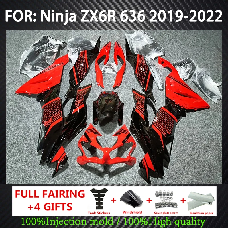 

New ABS motorcycle Fairing For kawasaki Ninja ZX6R 636 2019 2020 2021 2022 Injection Bodywor Any color All have Black red