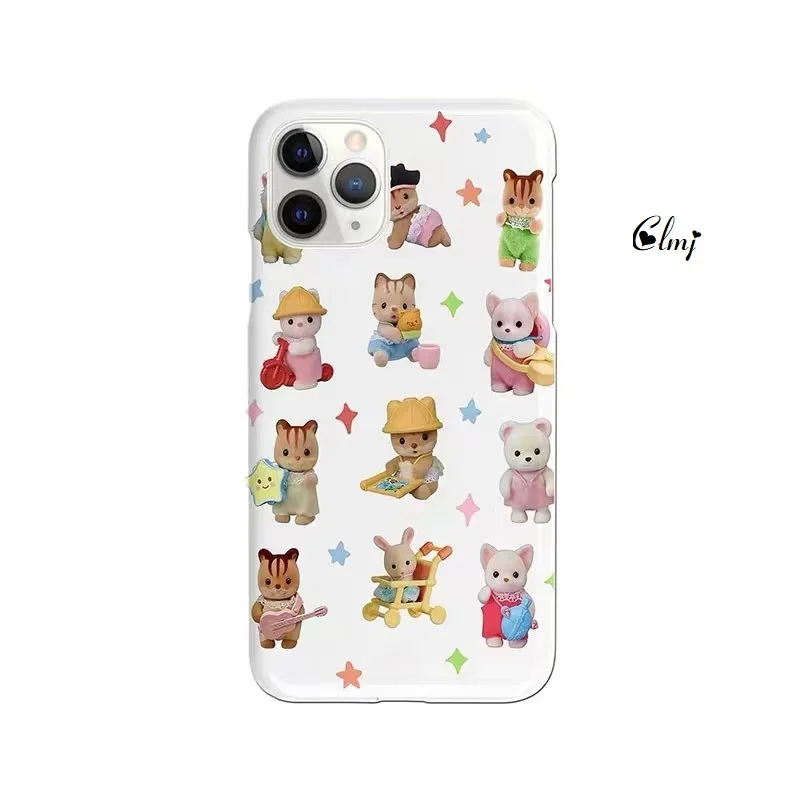 Clmj Cute Vintage Bear Cartoon Animal Star Phone Case per iPhone 14 Plus 11 12 Pro 13 Mini XR XS Max 7 8 Se 2020 Cover in Silicone