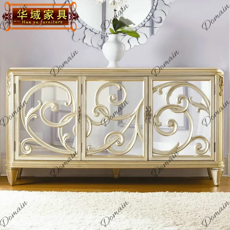 European Style Sideboard Cabinet Buffet Server Credenza Storage Cupboard with Mirror