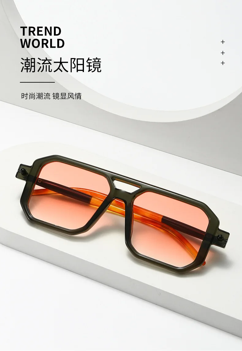 Polygon-Sonnenbrille, rechteckig, modisch, beliebt, für Damen und Herren, quadratische Sonnenbrille für Damen und Herren, Sommer-Reisebrille – Detail 1