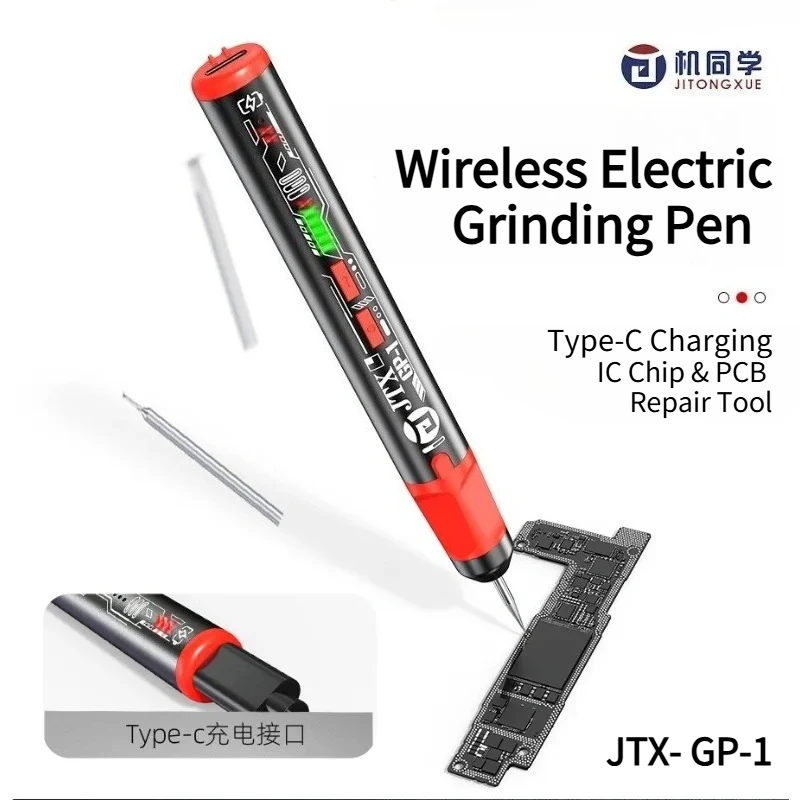 

JTX GP-1 Wireless Electric Grinding Pen Torque Compensation 5 Gears 6 Heads Type-C for Phone IC Grinding Repair Tool