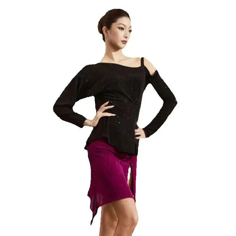 Volwassenen Ballroom Dans Kleding Vrouwen Chacha Latin Dans Kostuums Onregelmatige Latin Top Rumba Rokken Stage Dancewear SL14603