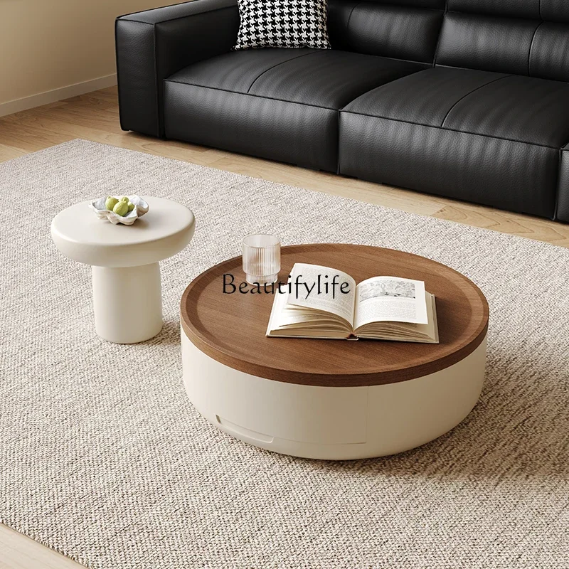 Nordic cream style round coffee table luxury modern simple designer white small coffee table