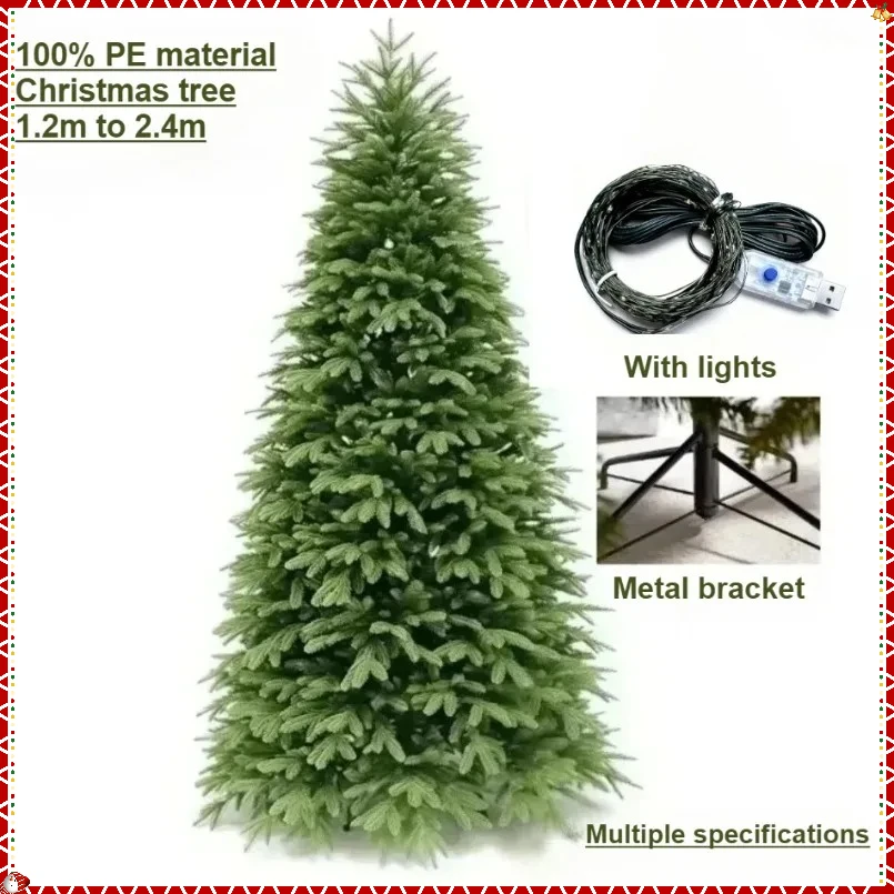 

Artificial Christmas Tree 100%PE Encryption with Lights Large Green Christmas Tree 1.2m-2.4m Family Party Christmas Decorations