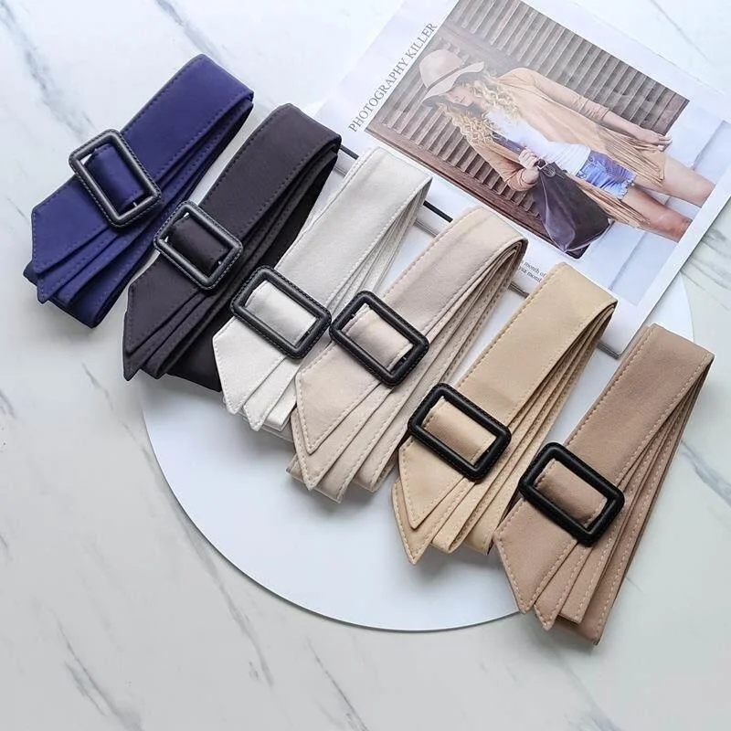 

Simple Versatile Belt for Women Khaki Fabric Strips Coat Decorative Belt Sleeve Band Canvas Material 8-Loop Buckle