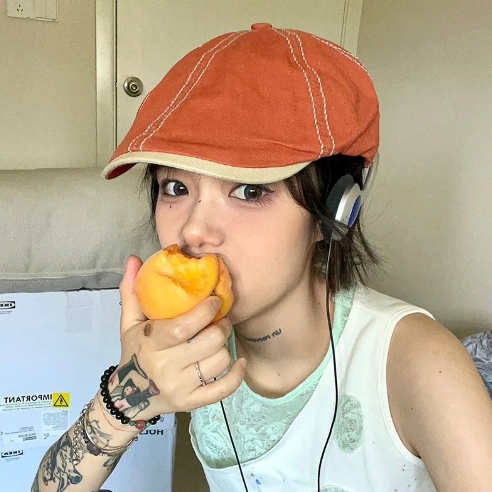 

Casual Vintage Forward Hat Embroidey Y2k Newsboy Cap Visor American Cowboy Caps Men Women