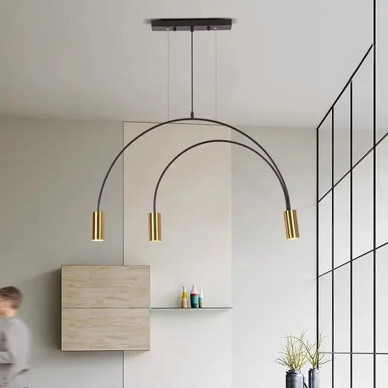 

Nordic Arched Dining Table Strip Chandeliers Lustre Salon LED Lighting Pendant Lamp for Bedroom Living Room Suspension Luminaire