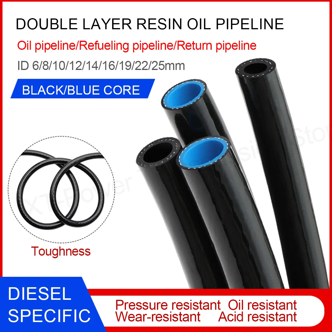 1-3Meter Double Layer Resin Diesel Oil Pipeline Car Fuel Hoses ID 6/8/10/12/14/16/19/22/25mm Diesel Specific For Fuel Transfer