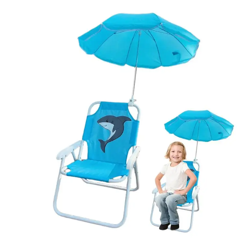 

Kids Beach Chair with Umbrella Child Folding Chair Umbrella Wind Resistant Sand Seat with Parasol for Outdoor Travel Lawn Garden