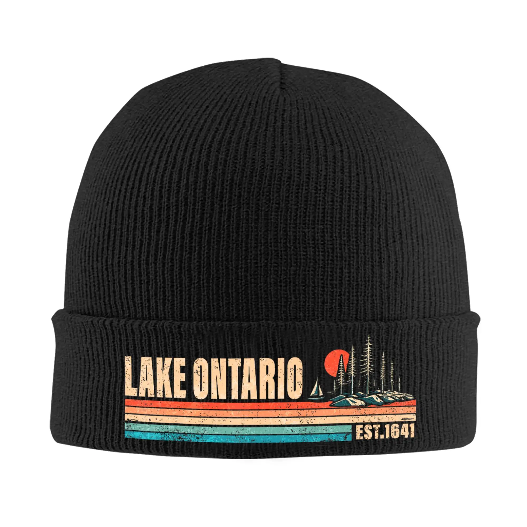 Lake America Funny Ontario USA Canada Hat Autumn Winter Skullies Beanies Warm  Cap Men Women Acrylic Skullcap