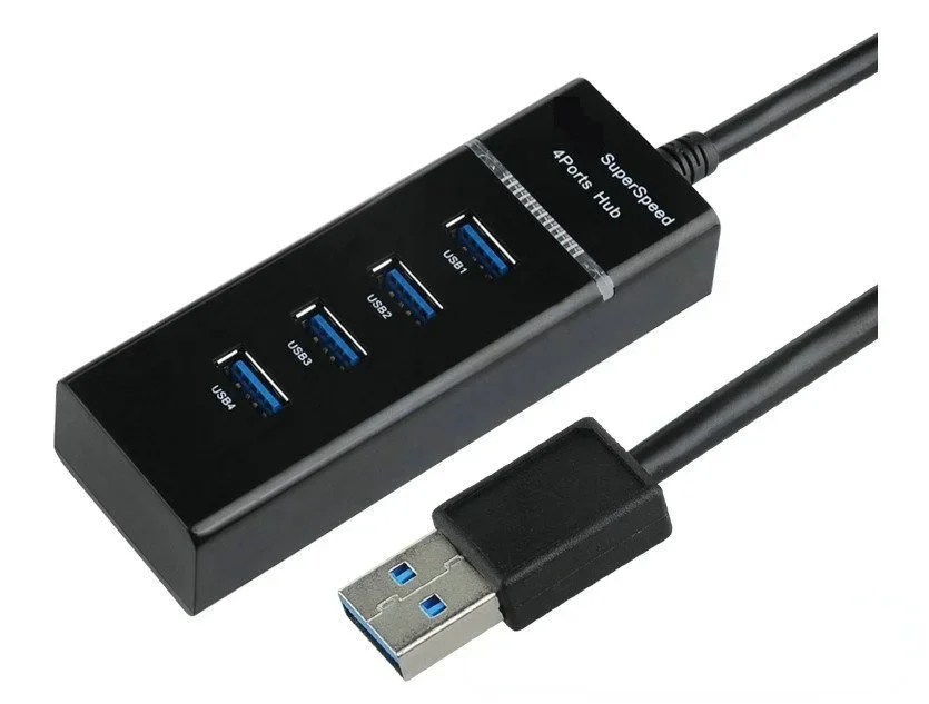 USB 2.0 Hub de alta velocidade Multi Splitter Adapter, 4 portas Hub, Cabo expansor para desktop, PC, Laptop