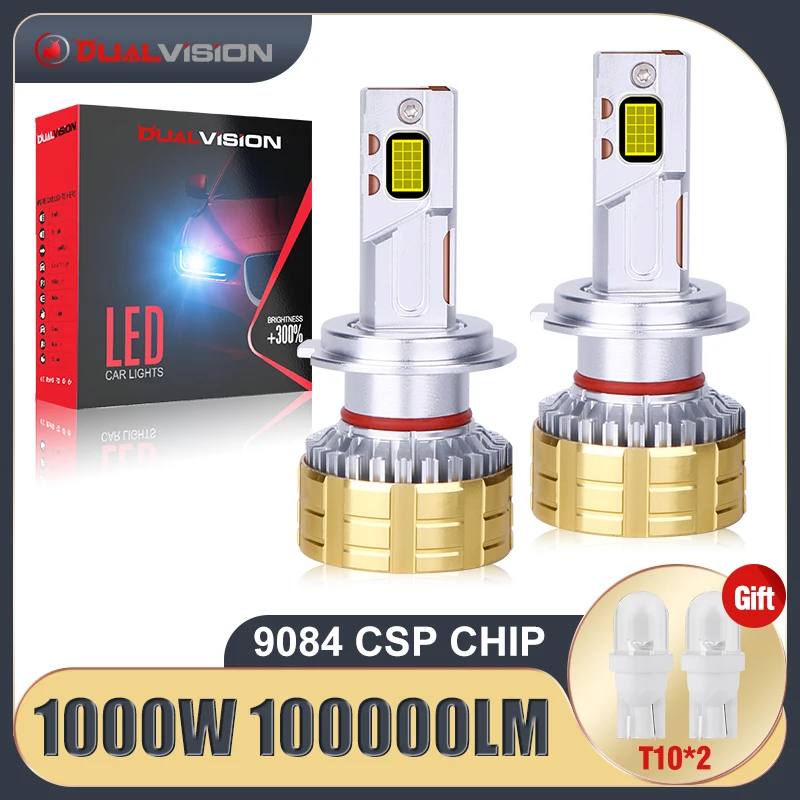 DUALVISION H7 H1 H11 Headlight Bulb LED Lamp1000W  100000LM Led Lights H8 H9 HB3 9005 HB4 9006 9012 HIR2 12V For Car Lamps 6000K