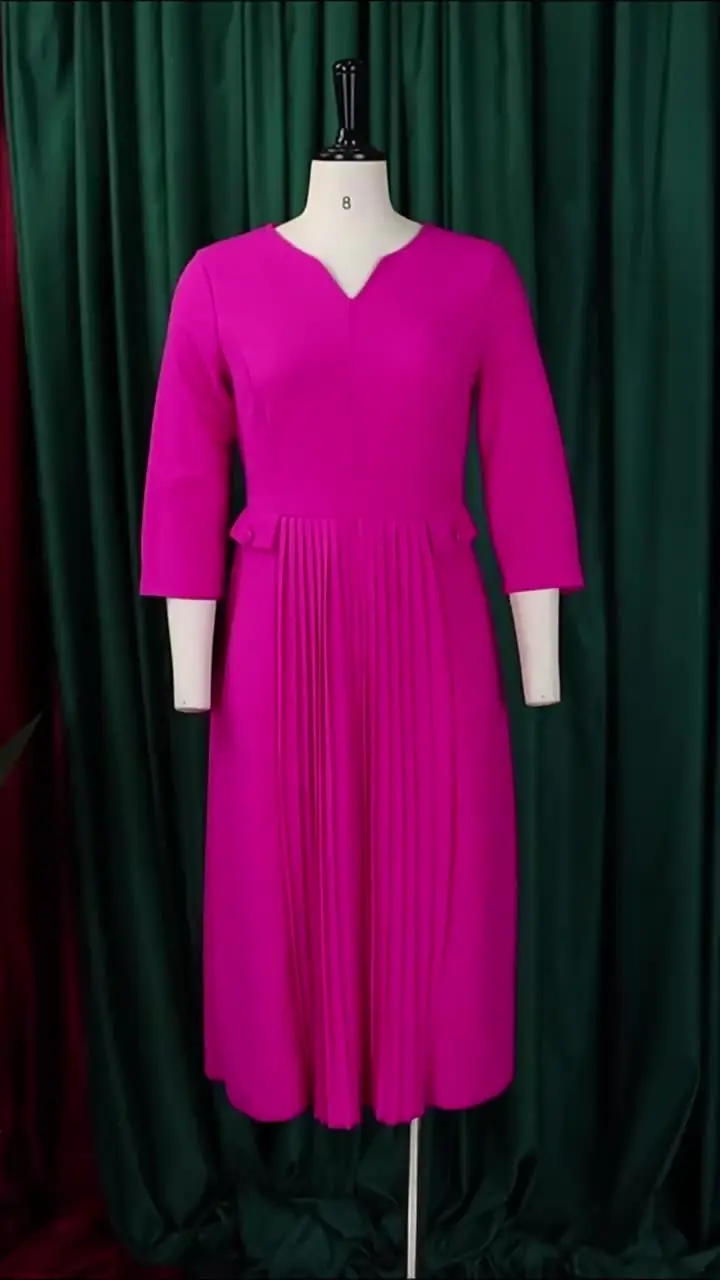 Vestido Largo Casual De Lino De Algodón Con Manga 3/4 Para Mujer, Vestido Largo Con Cuello Redondo Y Bolsillos, Vestido De Playa Para El Sol, Púrpura