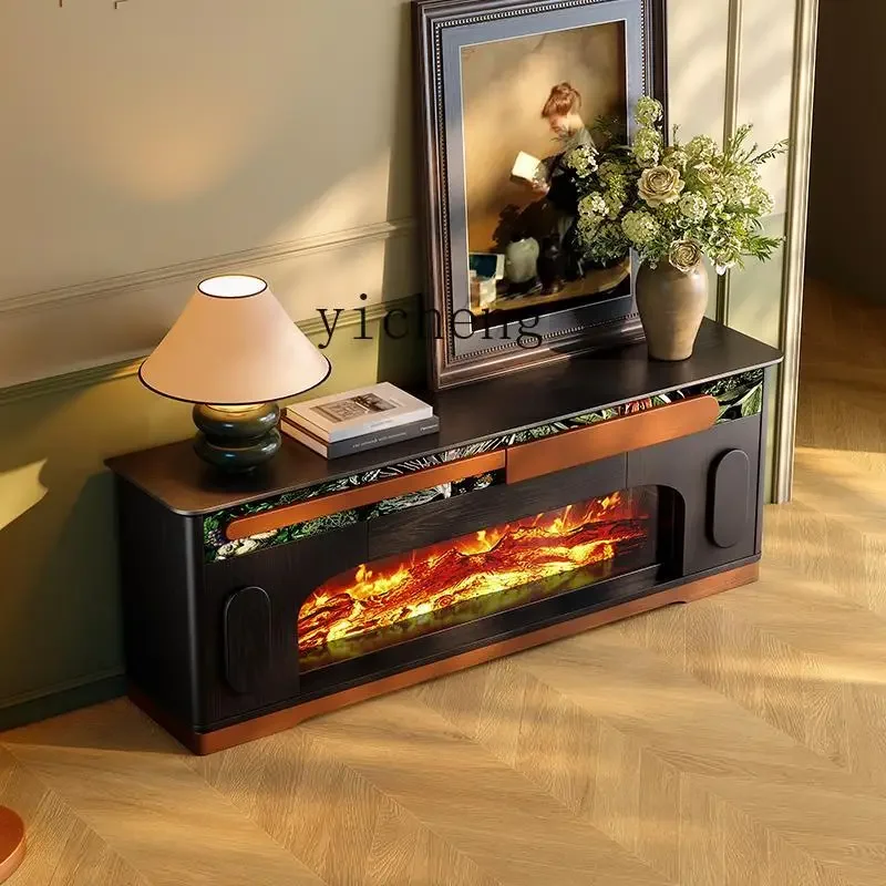 retro fireplace TV cabinet living room electronic heating fireplace decorative cabinet
